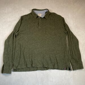 FAHERTY Mens XL Organic Cotton Long Sleeve Green  Henley Shirt